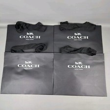 Coach Shopping Bag Reusable LOT OF 4 16x13x6 Black with White design logo