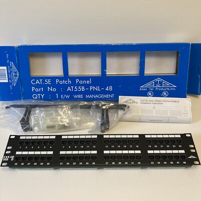 Allen Tel CAT.5E 48 Port Patch Panel (AT55B-PNL-48) - New Open Box