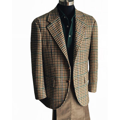 Men's Houndstooth Suit Jacket - Slim Fit Two Button Notch Lapel Blazer Sport Coat