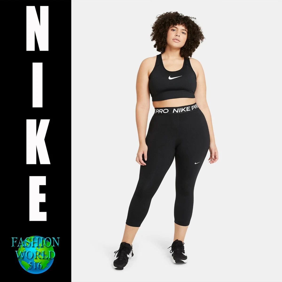 Nike Pro Women s Mid Rise Crop Leggings DC5393 013 Size 1X Plus Size Black