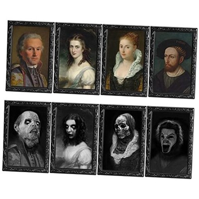 OEDOC 4Pack 10.2x14.5 Halloween Decorations 3D Changing Face StyleA 10X15