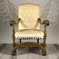 Thronsessel Art Deco Salonsessel Barockstil Massivholz Schnitzarbeiten