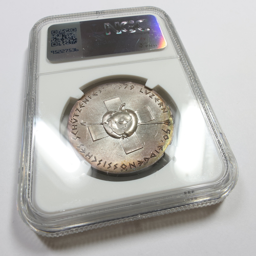 1979 NGC MS67 - Switzerland Silver 50th Shooting Festival Lucerne Medal #54399A - Picture 5 of 5