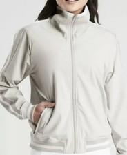 ATHLETA Sprint Track Jacket in Featherweight Stretch Birch Grey SIZE S  446622