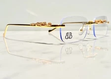 Bonano Men’s Glasses Sunglasses Woods Buffs Big C Panther Diamonds Cut Gold Wood