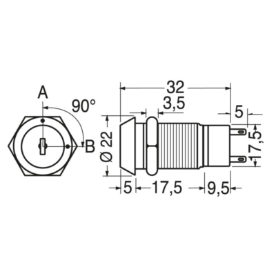 Oumefar Interruttore A Chiave A 2 Posizioni Isolamento Montaggio Industriale - Foto 3