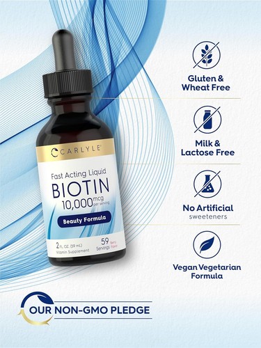 Liquid Biotin 10000mcg | Extra Strength Gel Drops | 2 oz | by Carlyle ...