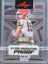Carson Beck 2024 Leaf Metal Armed & Dangerous Galaxy Clear 1/1 Proof NFL Draft
