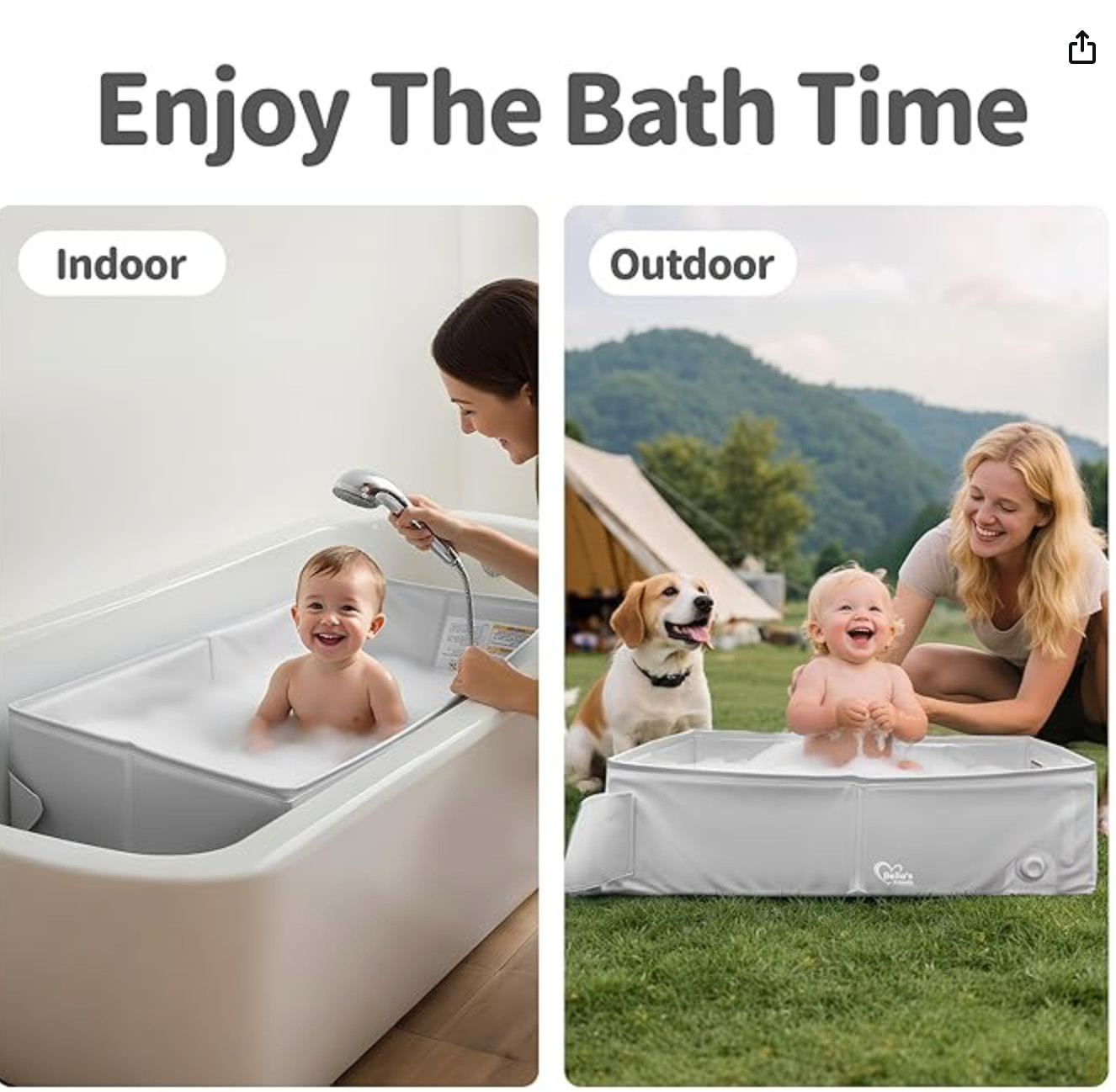 Bella’S Friends Baby Collapsible Bathtub, Travel Bath Tub for Baby, Foldable