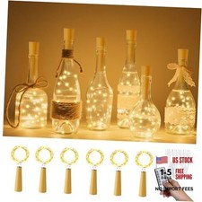 USB Rechargeable Wine Bottle Lights with Cork  Remote Timer, 6 Pack 20 LED