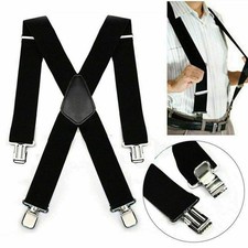 Adjustable General Pants Cross X Shape Suspender Strap Leather Crosspatch