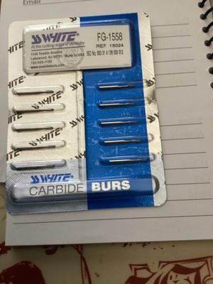 SS WHITE 15024 FRICTION GRIP FG1558 STRAIGHT DOME CROSSCUT CARBIDE BURS