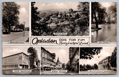 Opladen RPPC Germany Schloss Burg Kölner Strasse Sparkasse c.1950s Real Photo