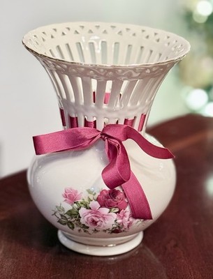 Formalities by Baum Bros. Victorian Rose Reticulated Vase 7.5''