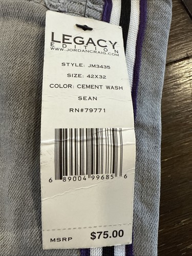 JORDAN CRAIG LEGACY EDITION ROSS JEANS MENS 42x32 GRAY DISTRESSED RIBBED STRIPED - Picture 4 of 6