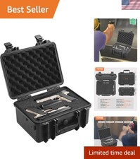Lockable Hard Gun Case with Pre-Cut Foam - Waterproof  Dustproof for 2 Pistols