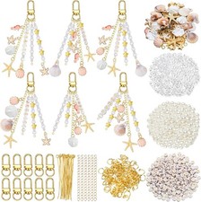 Seashell Keychain Making Kit with Starfish, Seahorse, and Beads