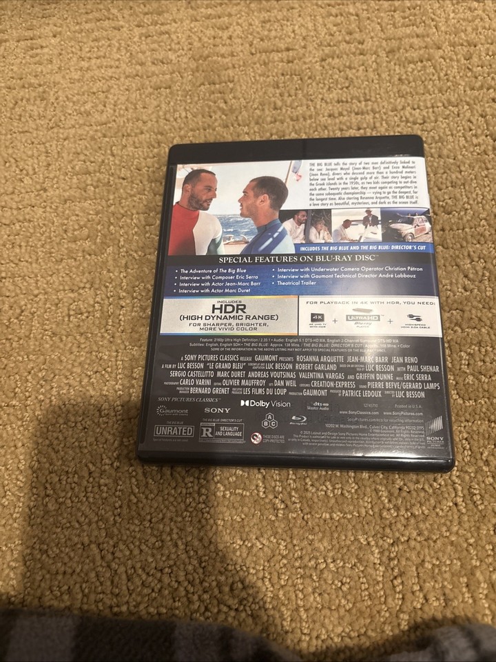 The Big Blue 4K / Blu Ray U.S. Release from Luc Besson Box Set 1988 ...