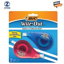 BIC Wite-Out Brand EZ Correct Correction Tape, 39.3 Feet, 2-Count Pack of White.
