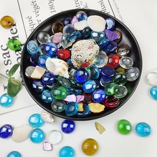 1LB Flat Glass Pebbles 100 Pcs Decorative Gem Stones for Vases and Aquarium NEW