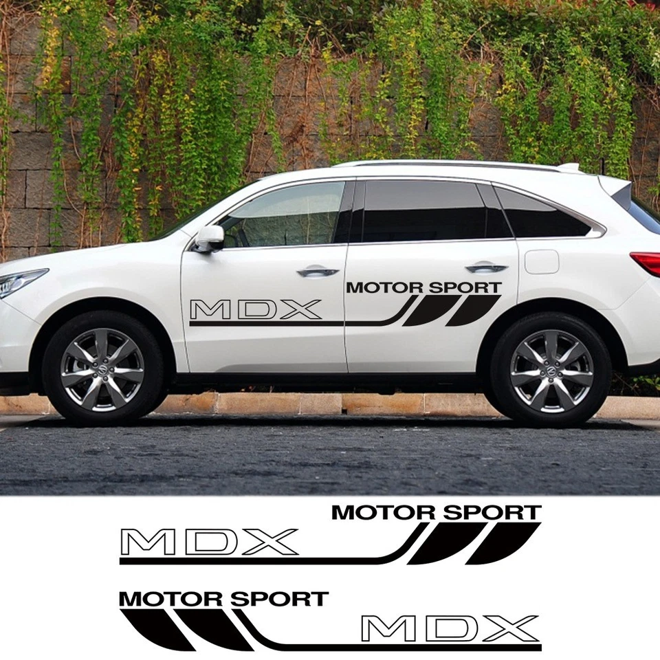 Calcomanía de vinilo gráfica de coche a rayas deportivas de carreras para puerta lateral Acura MDX RDX Foto 2 de 4