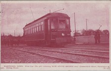 Hartford First Car No 486 New Stone Bridge over Connecticut River 1907 Postcard