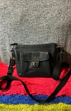 Coach Black Pebble Grain Leather Turn Lock Zip Messenger Shoulder Body Crossbody