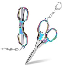 1 Pack Folding Scissors Stainless Steel with Keychain,Safety Foldable Pocket ...