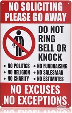 No Soliciting Sign for House,No Soliciting Signs for Home，Do Not Knock Please 