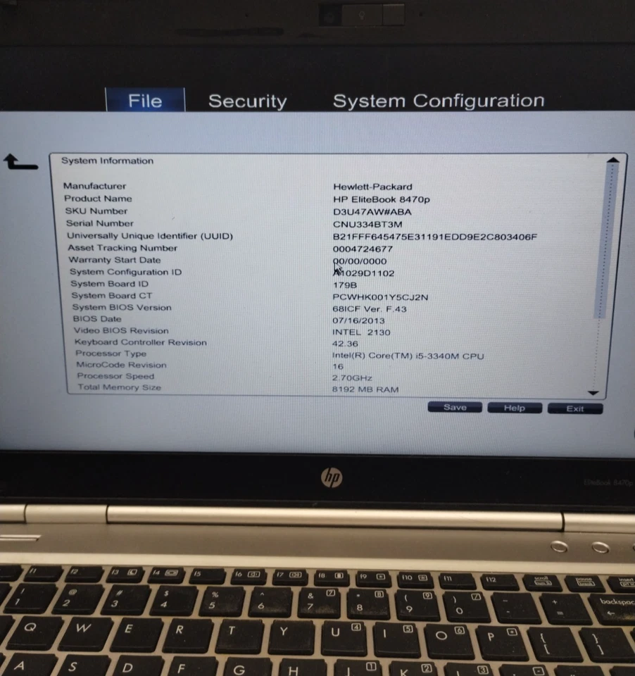 Hp EliteBook 8470p 14" Laptop i5-3340M 8GB RAM 500GB HDD Boots/Bios No OS - Image 2 of 4