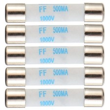 Digital Multimeter Fuse 0.5A 500mA 1000V DC Fast Acting Nickel-Plated Brass Cera