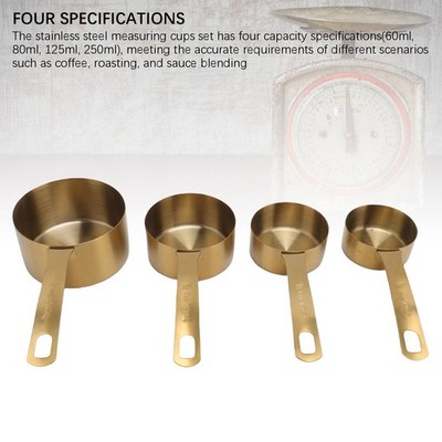 4x Stainless Steel Measuring Cups Set Stackable Accurate Cooking Baking Kitchen