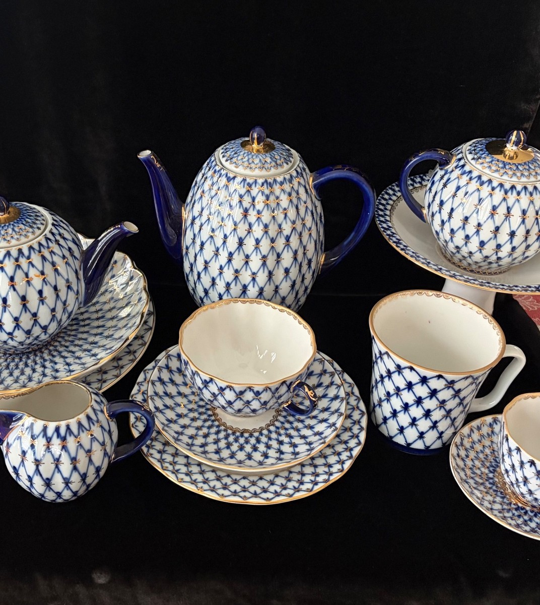 By each: Russian Imperial Lomonosov Cobalt Net Porcelain | eBay