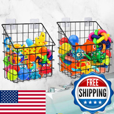 2 Pack Bath Toy Storage Organizer Basket, Large Metal Bathtub Toy Holder, Wall M