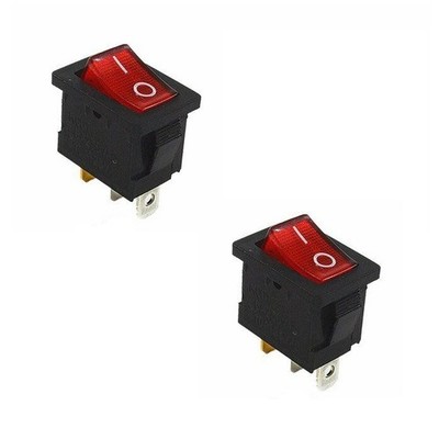 2x Red Rectangular Switch Rocker Lighted ON/OFF Car/Boat/RV 12V DC LED 3-Pin