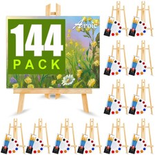 144 PCS Professional Painting Set, 12 PCS Wood Easels,12 Packs of 120 Brushes...