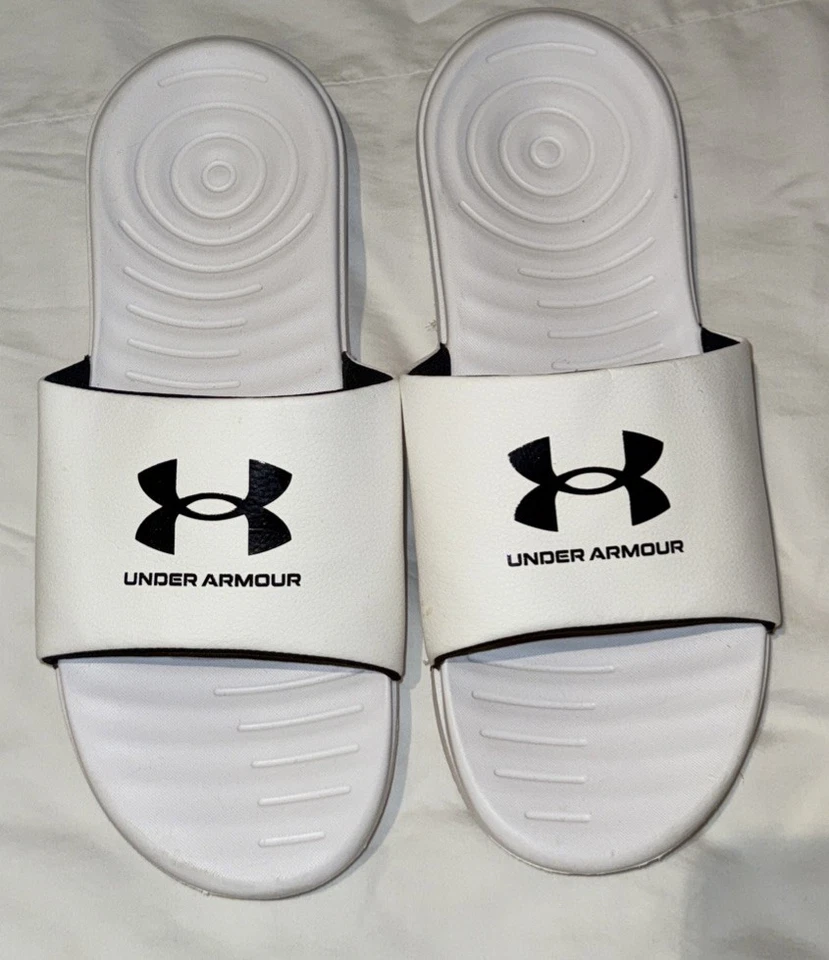Under Armour мужчин размер 11 Ansa исправить слайд белый черный надпись новый без ярлыков - Изображение 3 из 4