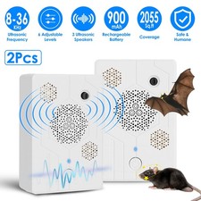 2 Packs Upgraded Rechargeable Ultrasonic Bat Repellent Up To 2055Sq.ft Coverage