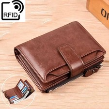 Men's Wallet RFID Anti-theft Leather Wallet Zipper Card Cash