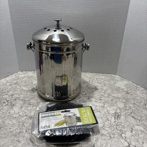 Compost Bin 1.3 Gallon Stainless Steel Compost Bucket For Kitchen Counter EUC