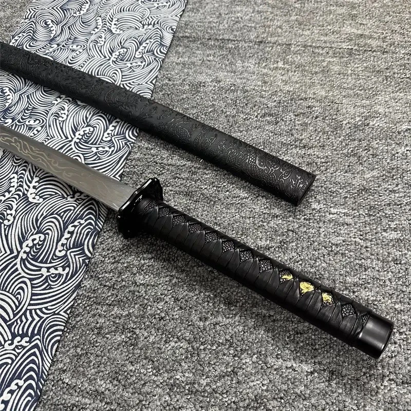 Espada Ninja Japonesa Katana Tanto Aço Dobrado Forjado com Argila Temperada - Imagem 4 de 4