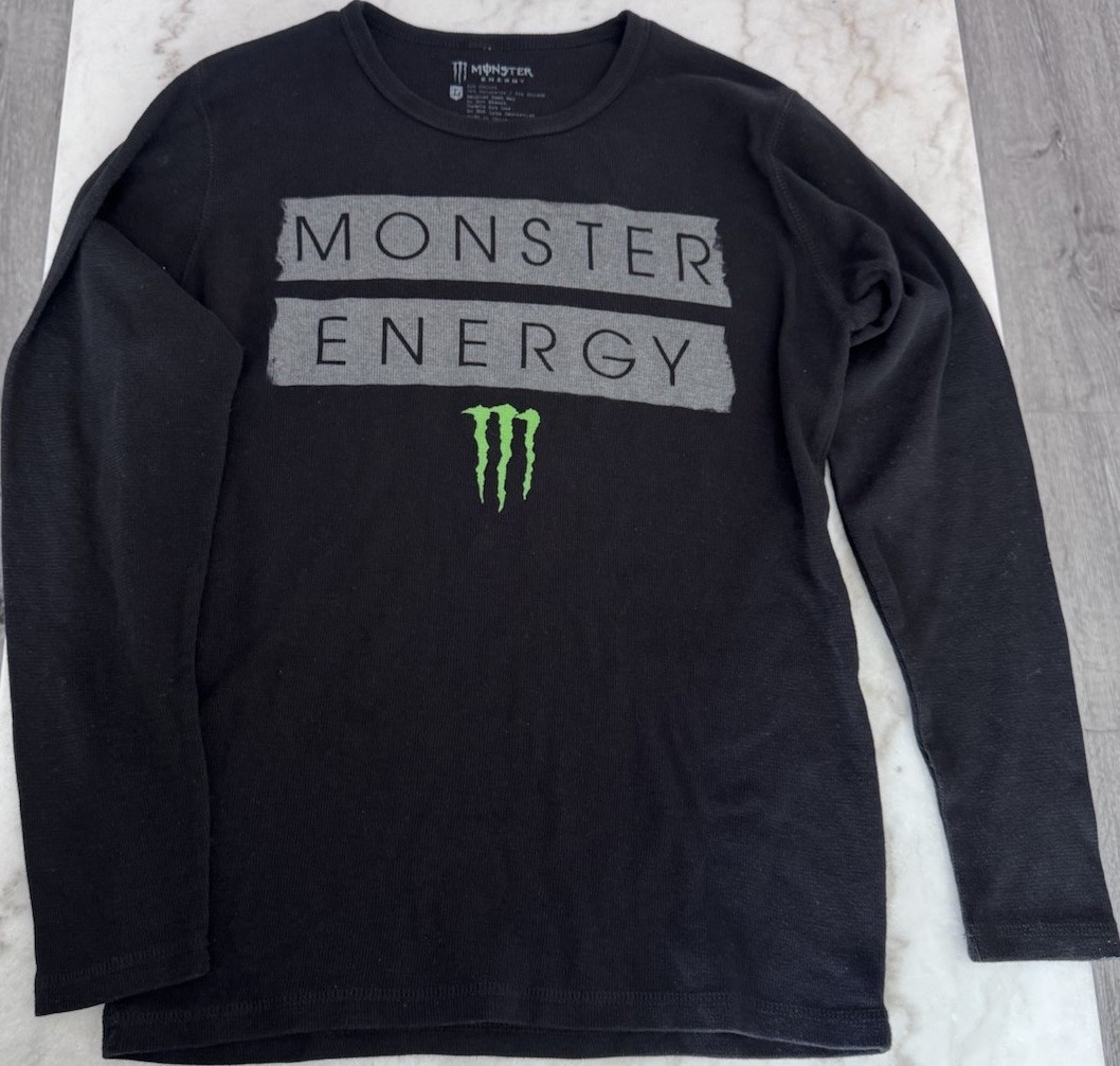 Monster Energy Men's Long Sleeve Graphic Print Crew Neck T-Shirt Black L