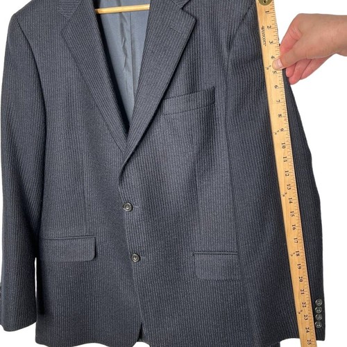 Hickey Freeman 42R Textured Wool LINDSEY 2 Button Blazer Jacket Pinstripe Blue - Picture 6 of 9
