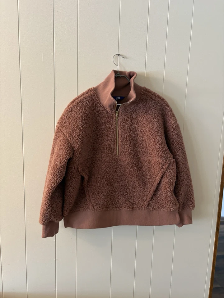 Pullover corto JOY LAB para mujer XL color rosa grueso polar media cremallera otoño acogedor R4 Foto 3 de 4