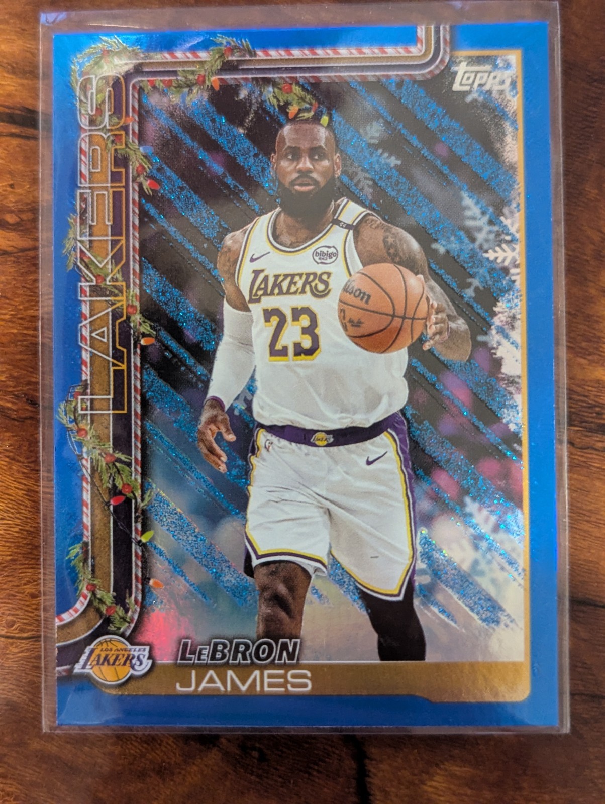 2025-26 Topps Holiday #H119 LeBron James Blue Metallic Glitter Lakers