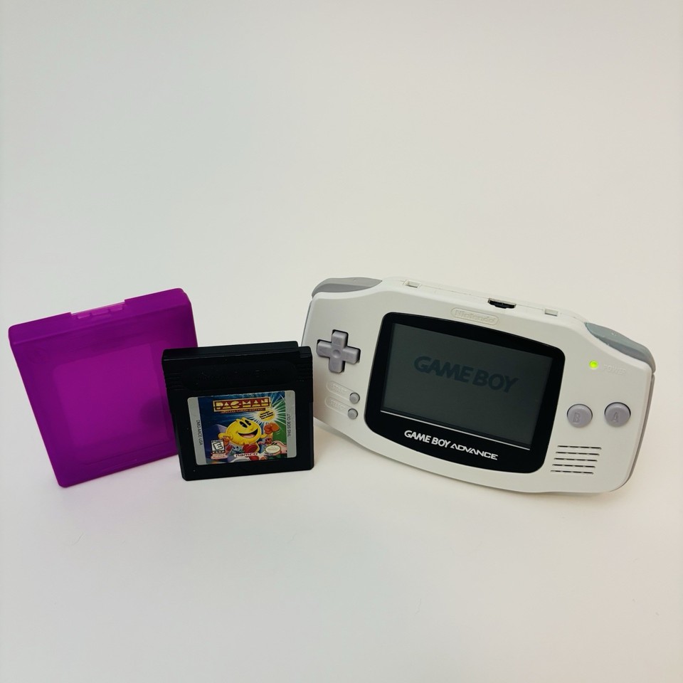 A tested, working Game Boy Advance in white — one of the most beloved handhelds ever made and still stupidly fun to actually play.