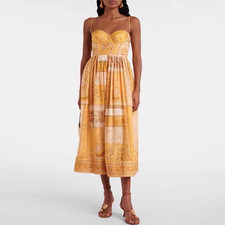 NWT ZIMMERMANN Cotton Belted Strapless Floral Maxi Dress Vacation