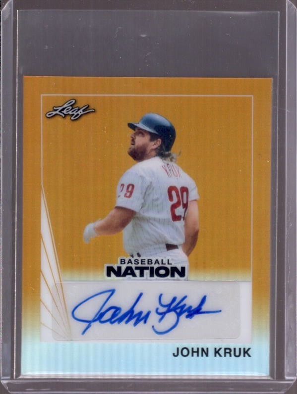 JOHN KRUK 2026 Leaf Baseball Nation 1990 Mini Gold Prismatic Autograph Auto #1/1