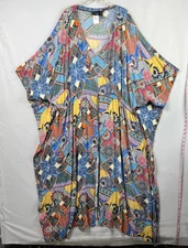Attitudes by Renee Caftan 2x Caftan Maxi Relaxed Boho Colorful Day Dress Slits