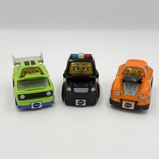 3 VTech Go Go Smart Wheels Vehicle Police Race Cars HOODS OPEN Lights Sounds